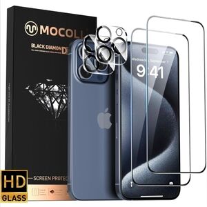 MOCOLL iPhone 15 Pro Max 1 Screen Protector & 1 Camera Lens Protector 6.7" New